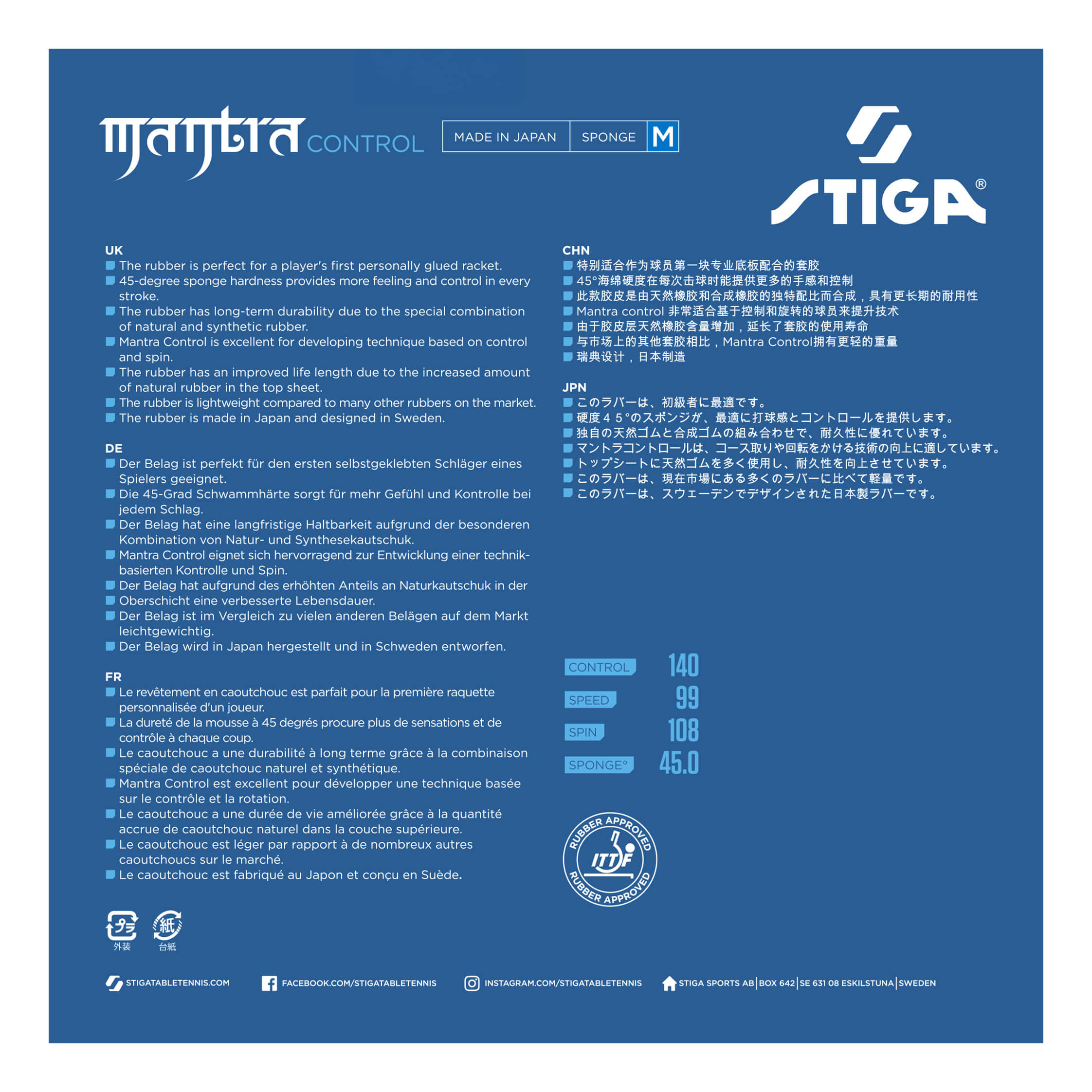 Stiga Mantra Control Table Tennis Rubber