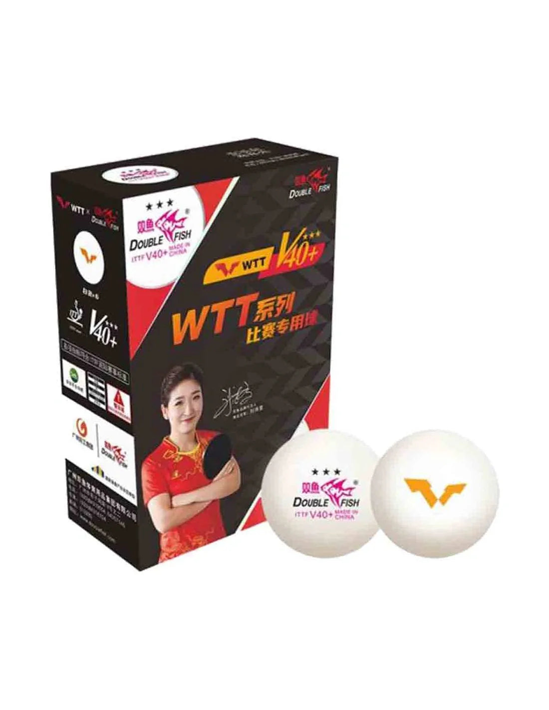 Double Fish V40+ 3*** WTT ITTF 6 Balls (seam)